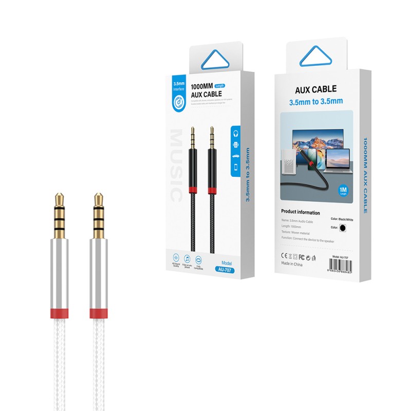 Bal-z  AU-707 Örgü Tasarımlı Aux Audio Kablo 3.5mm 1m