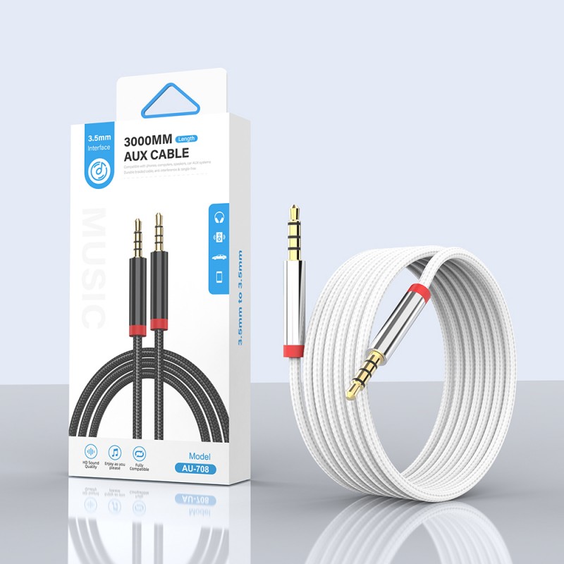 Bal-z  AU-708 Örgü Tasarımlı Aux Audio Kablo 3.5mm 3m