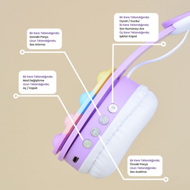 Zore B30 RGB Led Işıklı Kedi Kulağı Band Tasarımı Ayarlanabilir Katlanabilir Kulak Üstü Bluetooth Kulaklık Zore B30 RGB Led Işıklı Kedi Kulağı Band Tasarımı Ayarlanabilir Katlanabilir Kulak Üstü Bluetooth Kulaklık