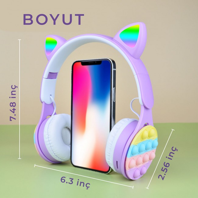 Zore B30 RGB Led Işıklı Kedi Kulağı Band Tasarımı Ayarlanabilir Katlanabilir Kulak Üstü Bluetooth Kulaklık Zore B30 RGB Led Işıklı Kedi Kulağı Band Tasarımı Ayarlanabilir Katlanabilir Kulak Üstü Bluetooth Kulaklık