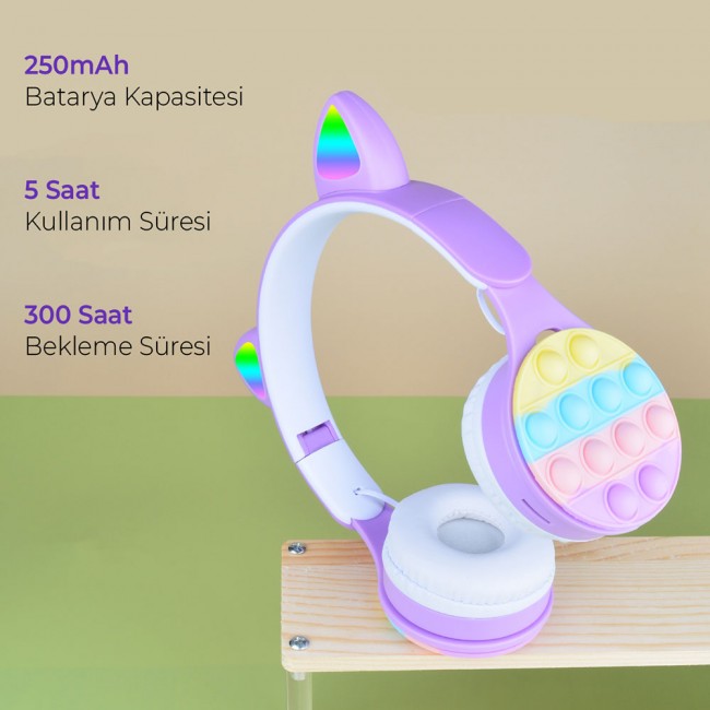 Zore B30 RGB Led Işıklı Kedi Kulağı Band Tasarımı Ayarlanabilir Katlanabilir Kulak Üstü Bluetooth Kulaklık Zore B30 RGB Led Işıklı Kedi Kulağı Band Tasarımı Ayarlanabilir Katlanabilir Kulak Üstü Bluetooth Kulaklık