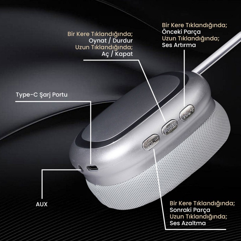 Bal-z  B35 Ayarlanabilir ve Katlanabilir Kulak Üstü Bluetooth Kulaklık