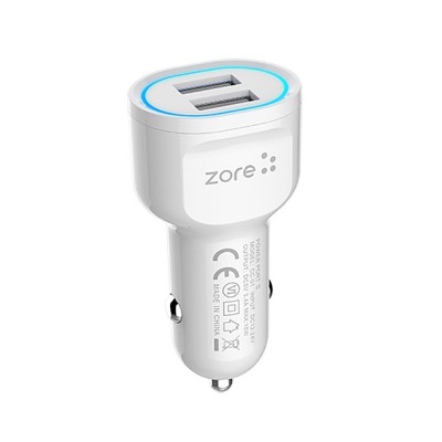 Bal-z  CC-01 Hızlı Şarj Özellikli LED Işıklı Dual USB Araç Şarj Başlığı 18W