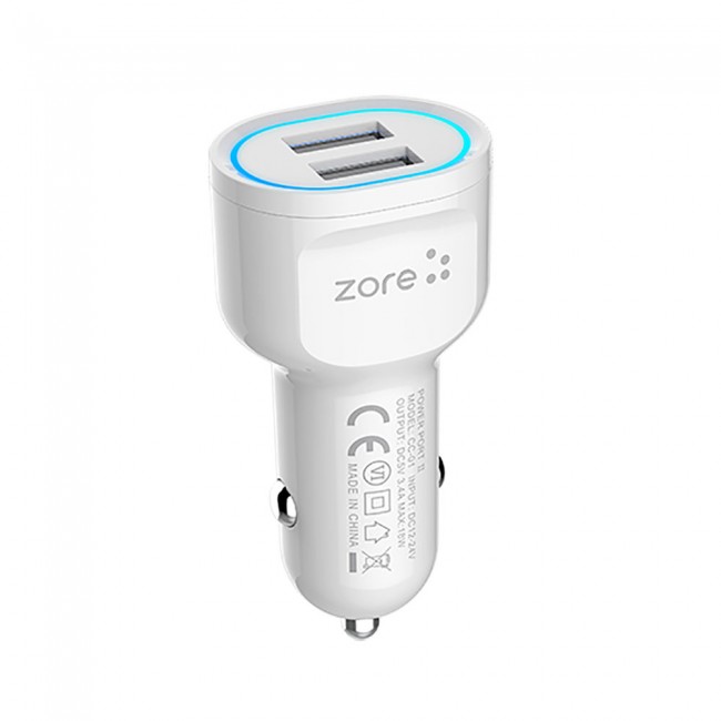 Zore CC-01 Hızlı Şarj Özellikli LED Işıklı Dual USB Araç Şarj Başlığı 18W Zore CC-01 Hızlı Şarj Özellikli LED Işıklı Dual USB Araç Şarj Başlığı 18W