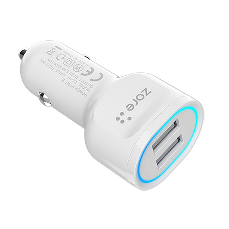 Bal-z  CC-01 Hızlı Şarj Özellikli LED Işıklı Dual USB Araç Şarj Başlığı 18W