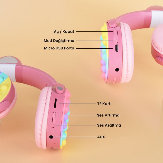Zore CXT-950 RGB Led Işıklı Kedi Kulağı Band Tasarımı Ayarlanabilir Katlanabilir Kulak Üstü Bluetooth Kulaklık Zore CXT-950 RGB Led Işıklı Kedi Kulağı Band Tasarımı Ayarlanabilir Katlanabilir Kulak Üstü Bluetooth Kulaklık