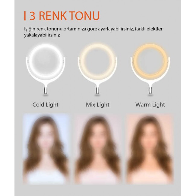 Zore F-539A Işıklı Telefon Tutucu Ring Light Zore F-539A Işıklı Telefon Tutucu Ring Light