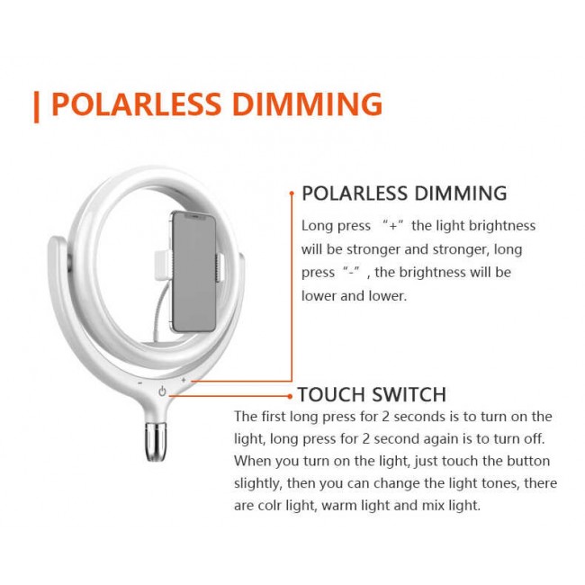Zore F-539A Işıklı Telefon Tutucu Ring Light Zore F-539A Işıklı Telefon Tutucu Ring Light
