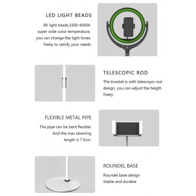 Zore F-539A Işıklı Telefon Tutucu Ring Light Zore F-539A Işıklı Telefon Tutucu Ring Light