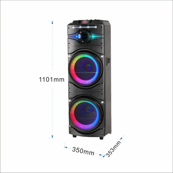 Zore GD-2016 Dijital LED Göstergeli FM Radyolu Mikrofonlu RGB TWS Çift 12 inç Stereo Bass Kablosuz Karaoke Hoparlör