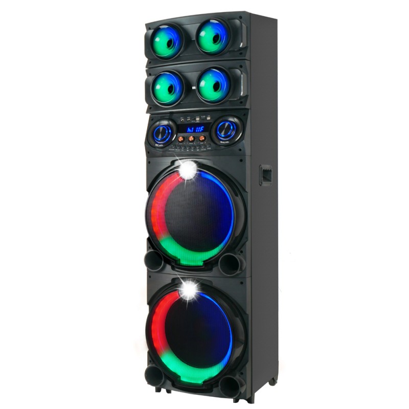 Bal-z Zore GD-2126 Dijital LED Göstergeli FM Radyolu Mikrofonlu RGB TWS Çift 12 inç Stereo Bass Kablosuz Karaoke Hoparlör