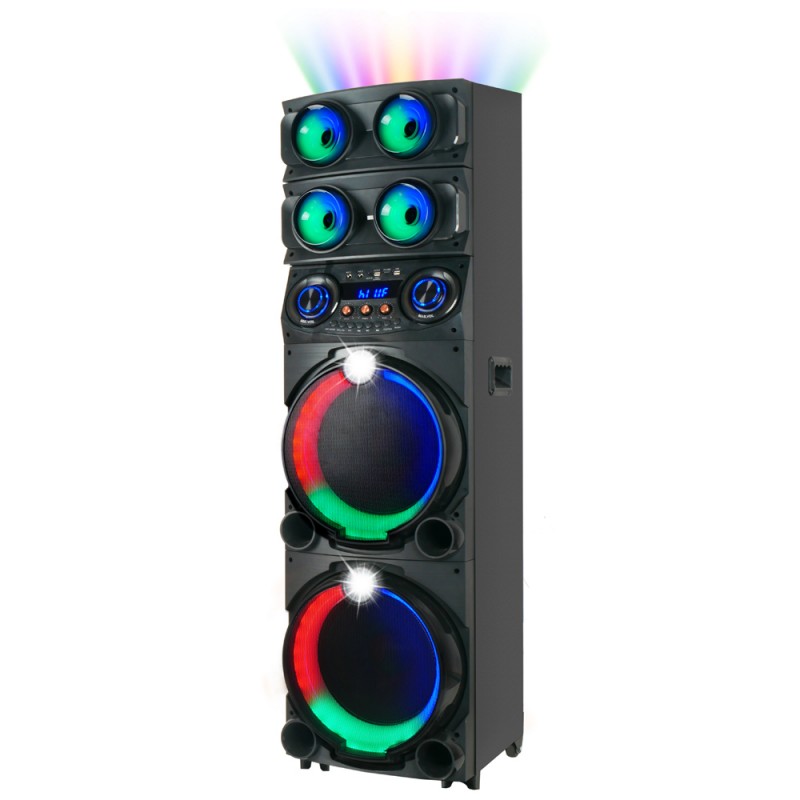 Bal-z Zore GD-2126 Dijital LED Göstergeli FM Radyolu Mikrofonlu RGB TWS Çift 12 inç Stereo Bass Kablosuz Karaoke Hoparlör
