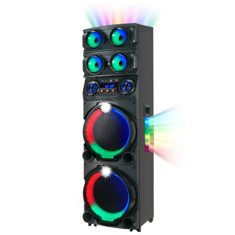 Bal-z Zore GD-2126 Dijital LED Göstergeli FM Radyolu Mikrofonlu RGB TWS Çift 12 inç Stereo Bass Kablosuz Karaoke Hoparlör