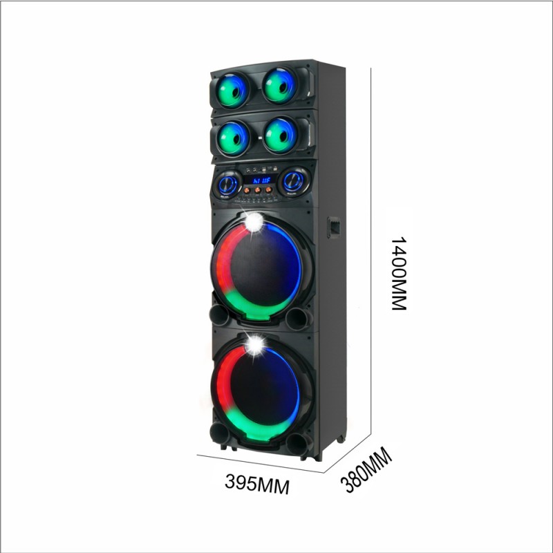 Bal-z Zore GD-2126 Dijital LED Göstergeli FM Radyolu Mikrofonlu RGB TWS Çift 12 inç Stereo Bass Kablosuz Karaoke Hoparlör