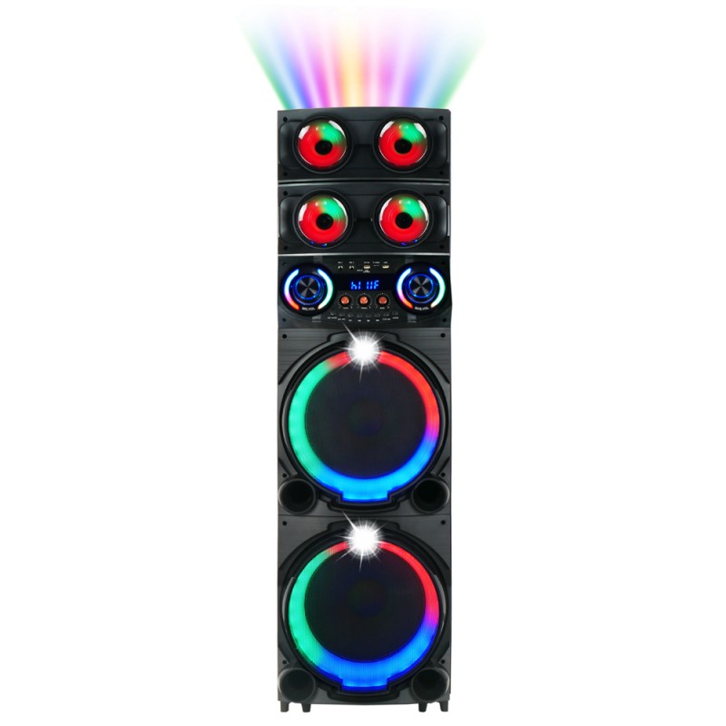 Bal-z Zore GD-2126 Dijital LED Göstergeli FM Radyolu Mikrofonlu RGB TWS Çift 12 inç Stereo Bass Kablosuz Karaoke Hoparlör