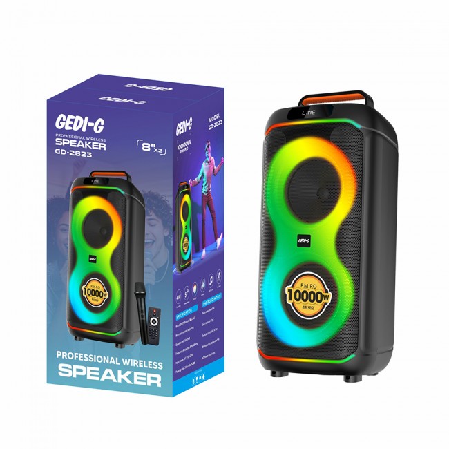 Zore GD-2823 Dijital LED Göstergeli FM Radyolu Mikrofonlu RGB TWS Çift 8 inç Stereo Bass Kablosuz Karaoke Hoparlör Zore GD-2823 Dijital LED Göstergeli FM Radyolu Mikrofonlu RGB TWS Çift 8 inç Stereo Bass Kablosuz Karaoke Hoparlör