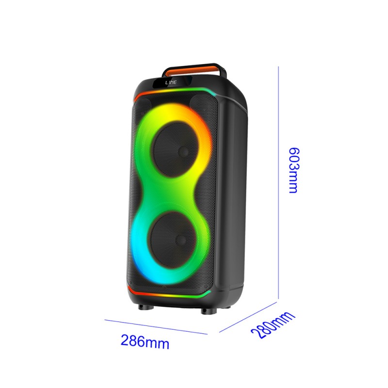 Bal-z  GD-2823 Dijital LED Göstergeli FM Radyolu Mikrofonlu RGB TWS Çift 8 inç Stereo Bass Kablosuz Karaoke Hoparlör