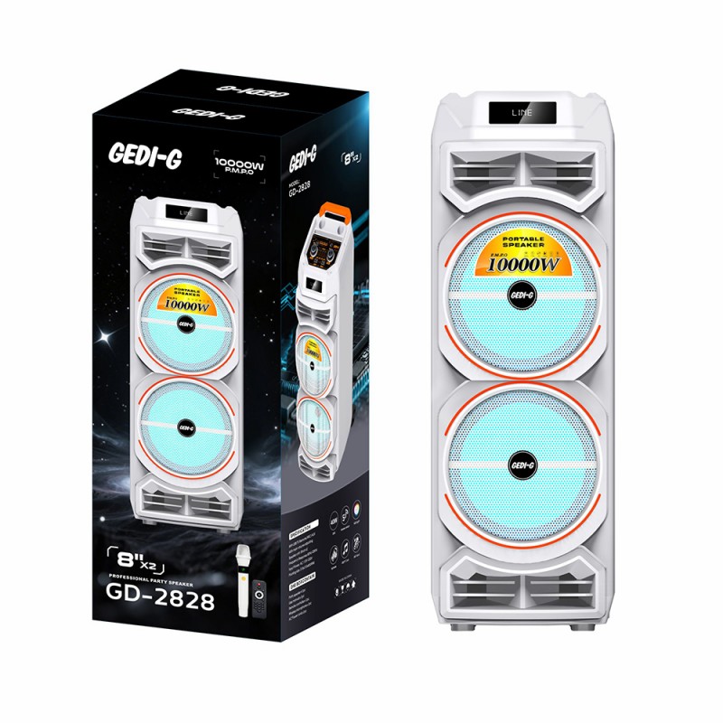 Bal-z  GD-2828 Dijital LED Göstergeli Mikrofonlu RGB TWS Çift 8 inç Stereo Bass Kablosuz Karaoke Hoparlör