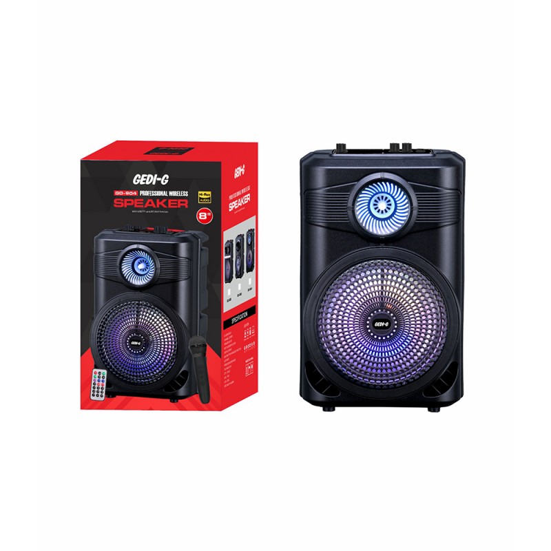 Bal-z Zore GD-904 Dijital LED Göstergeli FM Radyolu Mikrofonlu RGB TWS 8 inç Stereo Bass Kablosuz Karaoke Hoparlör