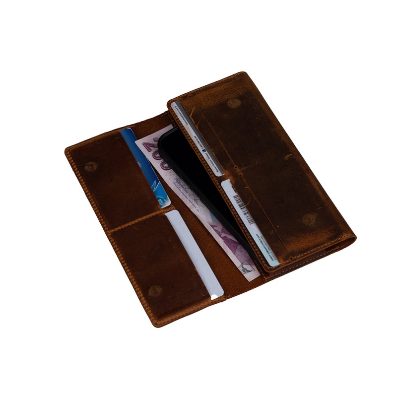 Bal-z Zore Hakiki Nubuk Deri Universal 10 Kart Hazneli Mıknatıslı Telefon Bölmeli Cüzdan