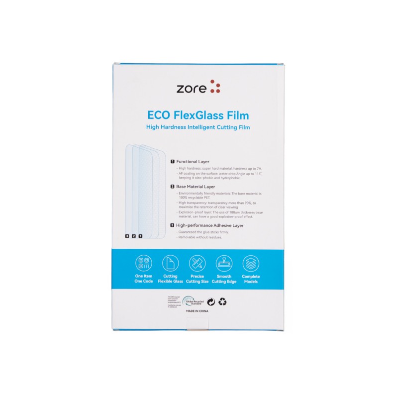 Bal-z Zore High Hardness 7H Flexible Nano Glass Film 196mm x 125mm 10 Adet