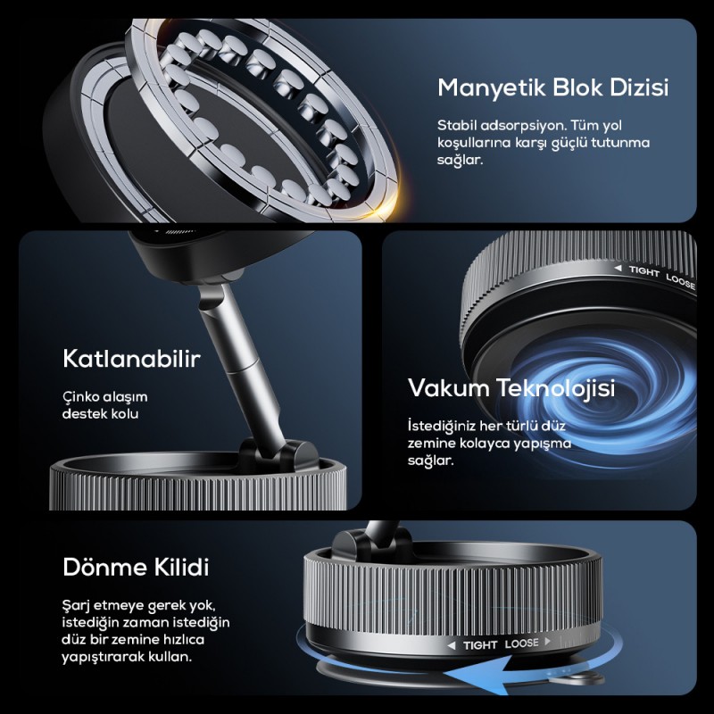Bal-z  K10A Vakum Özellikli Magnetik Telefon Tutucu