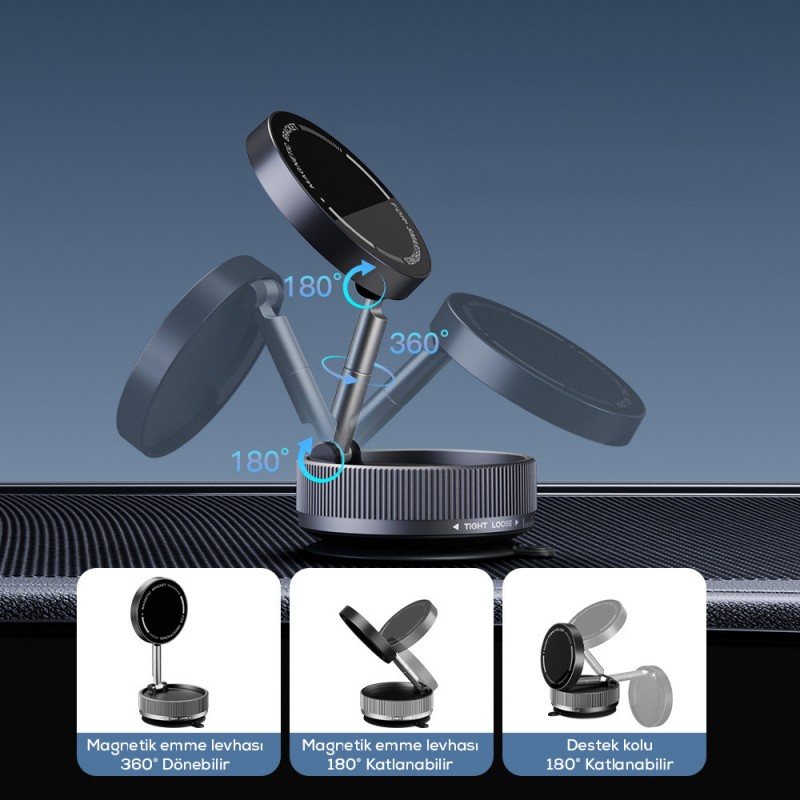 Bal-z  K10A Vakum Özellikli Magnetik Telefon Tutucu
