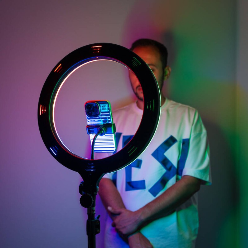 Bal-z  MJ38 RGB 25W Ring Light Canlı Yayın 38cm USB'li ve Telefon Stand