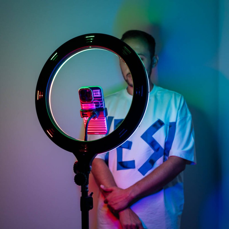 Bal-z  MJ38 RGB 25W Ring Light Canlı Yayın 38cm USB'li ve Telefon Stand