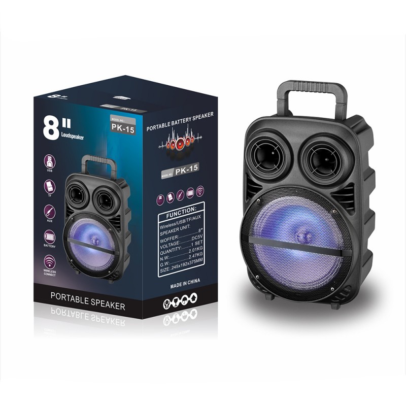 Bal-z Zore PK-15 FM Radyolu Mikrofonlu RGB TWS 8 inç Stereo Bass Kablosuz Karaoke Hoparlör