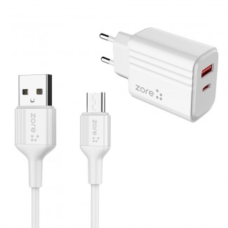 Zore Play Serisi PL06 Type-C 2in1 Seyahat Şarj Aleti 20W Zore Play Serisi PL06 Type-C 2in1 Seyahat Şarj Aleti 20W