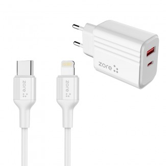 Zore Play Serisi PL08 Type-C to Lightning 2in1 PD Seyahat Şarj Aleti 20W Zore Play Serisi PL08 Type-C to Lightning 2in1 PD Seyahat Şarj Aleti 20W