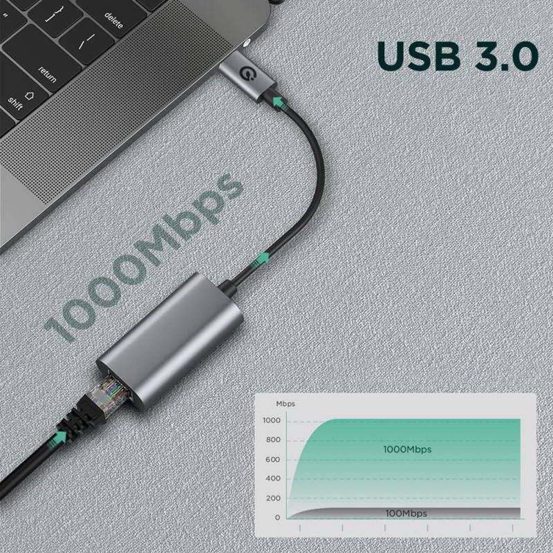 Bal-z  QG03 USB-A to RJ45 USB3.0 Ethernet Dönüştürücü Kablo 1000Mbps 22cm