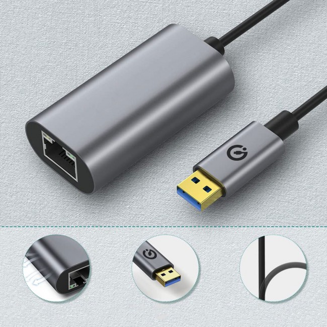 Zore QG03 USB-A to RJ45 USB3.0 Ethernet Dönüştürücü Kablo 1000Mbps 22cm Zore QG03 USB-A to RJ45 USB3.0 Ethernet Dönüştürücü Kablo 1000Mbps 22cm