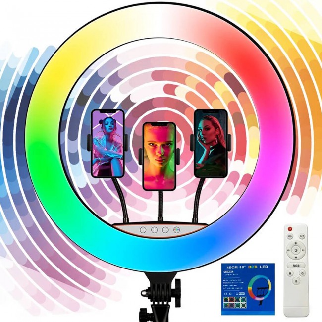 Zore RGB Light 45cm Işıklı Telefon Tutucu Ring Light Zore RGB Light 45cm Işıklı Telefon Tutucu Ring Light