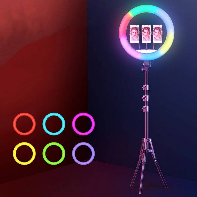 Zore RGB Light 56cm Işıklı Telefon Tutucu Ring Light Zore RGB Light 56cm Işıklı Telefon Tutucu Ring Light