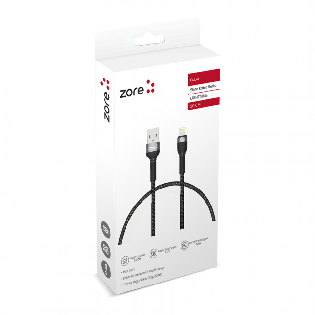 Zore Shira Serisi Lightning USB Kablo 30cm Zore Shira Serisi Lightning USB Kablo 30cm