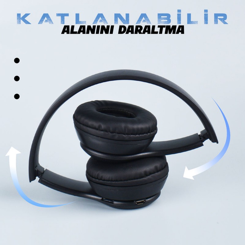 Bal-z  ST95 Güçlü Ses Özelliği Ayarlanabilir ve Katlanabilir Kulak Üstü Bluetooth Kulaklık