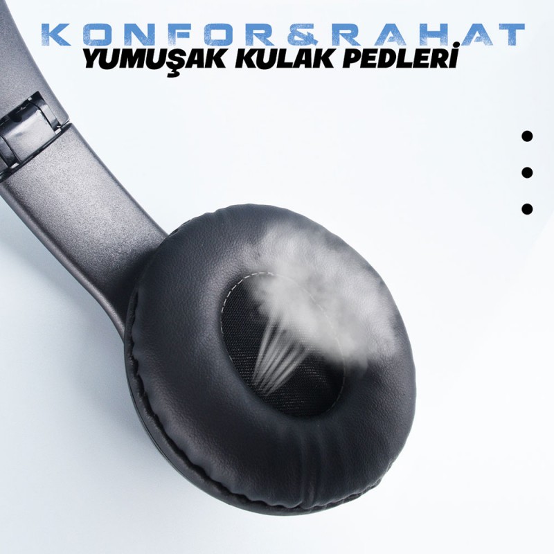 Bal-z  ST95 Güçlü Ses Özelliği Ayarlanabilir ve Katlanabilir Kulak Üstü Bluetooth Kulaklık