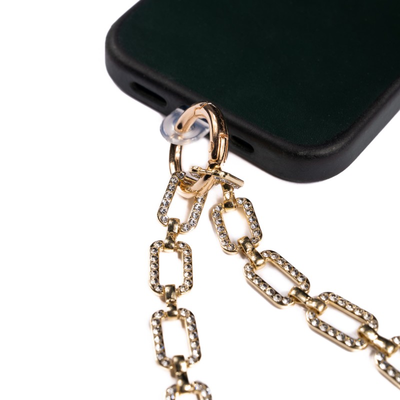 Bal-z  Taş İşlemeli Metal Zincir Cep Telefonu El Askısı 85cm