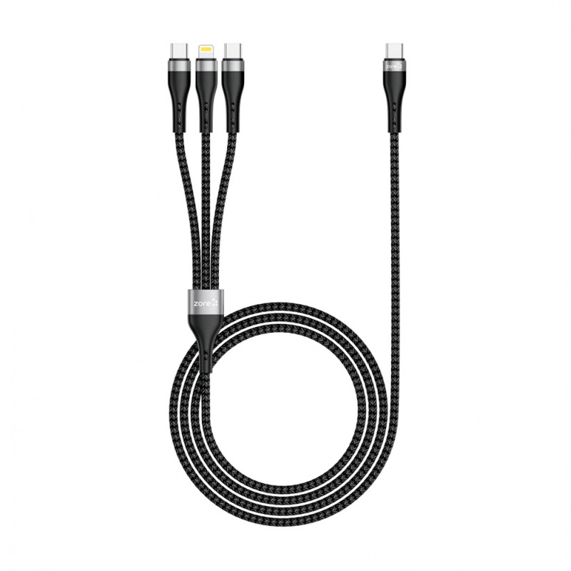 Bal-z  ZR-45 3in1 USB-A to Lightning - Type-C - Type-C Şarj ve Data Kablosu 20W 1.5M